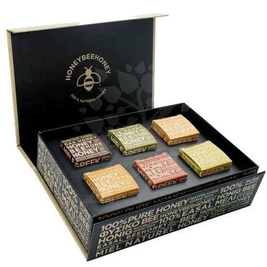 Caja de regalo de miel griega - Mezcla de lujo cruda: Pino, Abeto, Naranja y Más, 6 x 50g