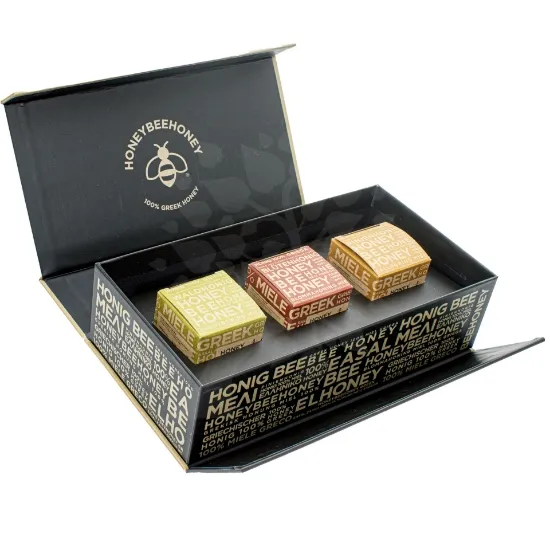 Caja de regalo de miel griega - surtido de lujo crudo: Pino, Bosque, Flor, 3 x 50g