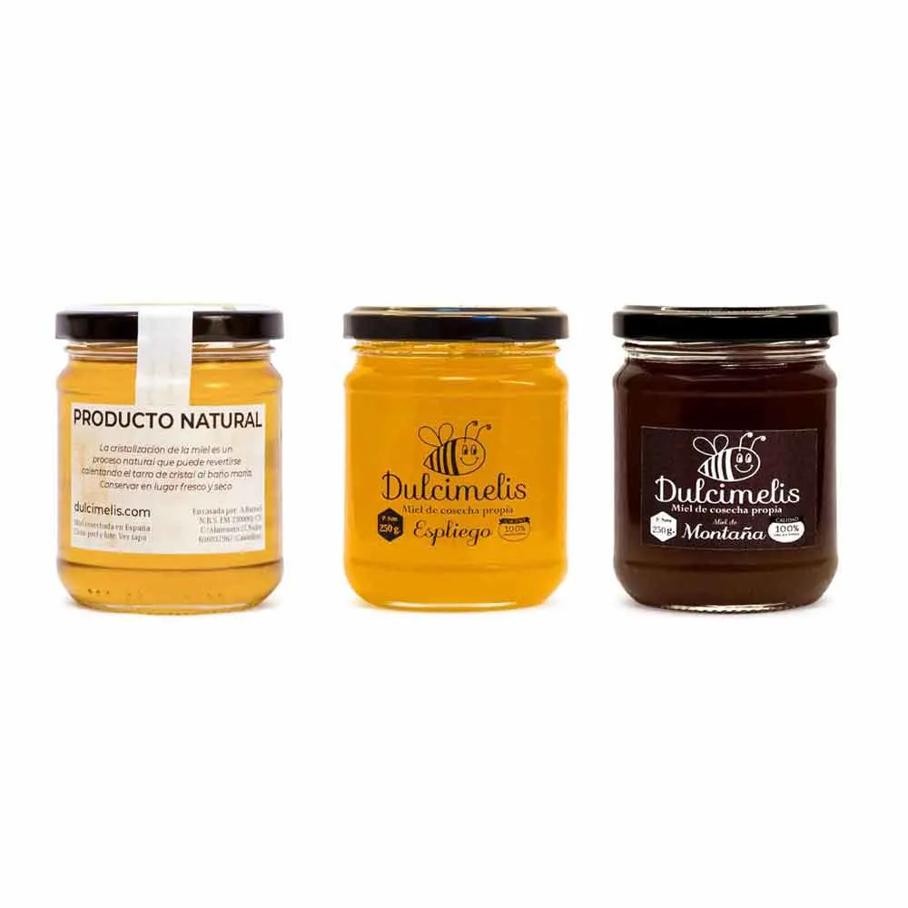Pack 3 botes de 1/4 Kg - Mieles Crudas Montaña + Espliego + Azahar