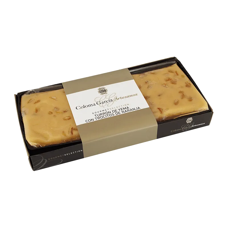 Bandeja turrón de yema con trozos de naranja artesano 300g