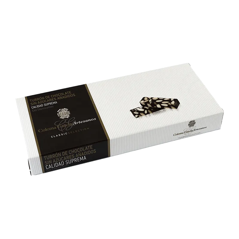 Estuche turrón chocolate artesano sin azúcar 200g