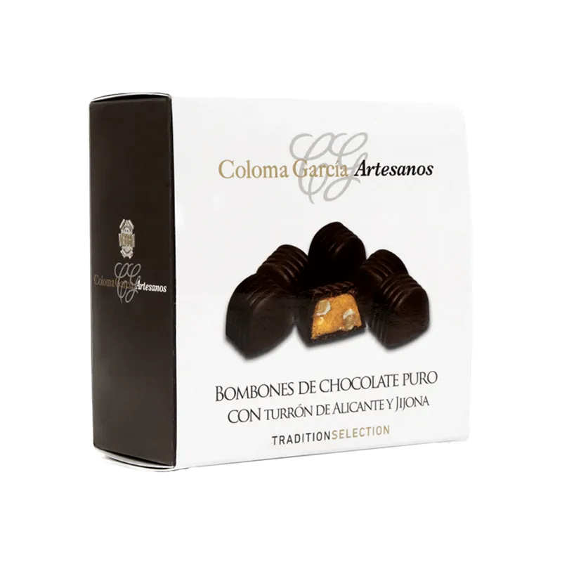 Estuche Bombón de chocolate puro de turrón de Jijona y de Alicante 105g