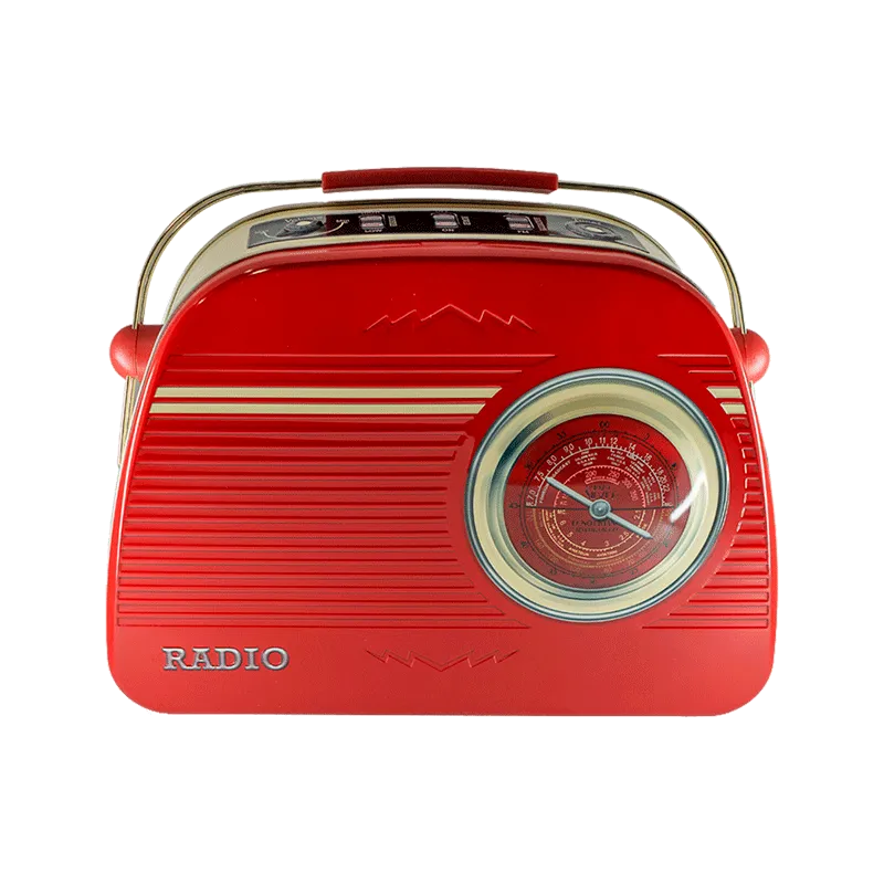 Lata bombones praliné leche 'Radio redonda' roja 300g