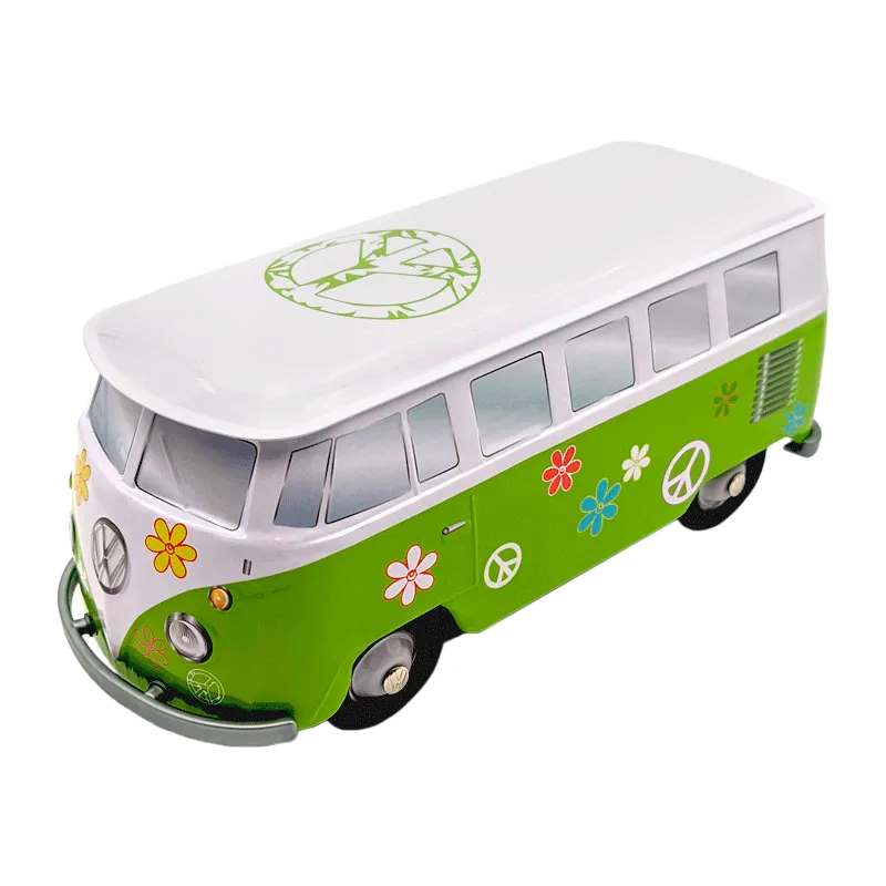 Lata bombones praliné leche 'Furgoneta Volkswagen flower power verde' 150g