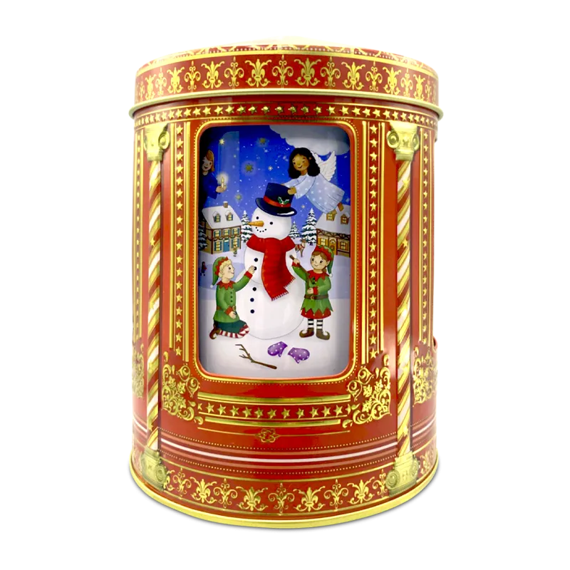 Lata musical bombones praliné leche 'Carrusel de ángeles y gnomos rojo' 150g