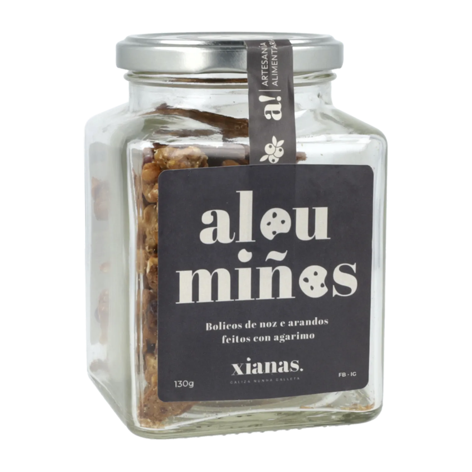 Tarro Xianas 'Aloumiños' crocante de nuez y arándanos 130g