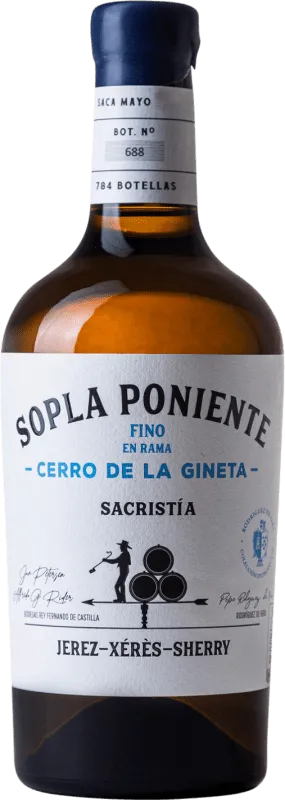 Pepe Rodríguez de Vera Sopla Poniente Cerro de la Gineta Palomino Fino Jerez-Xérès-Sherry Fino en Rama Botella Medium 50 cl.
