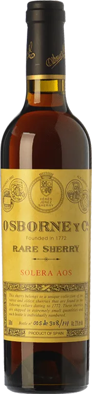 Osborne AOS Palomino Fino Jerez-Xérès-Sherry Solera, Amontillado VORS Very Old Rare Sherry — Muy Viejo y Exclusivo Botella Medium 50 cl.