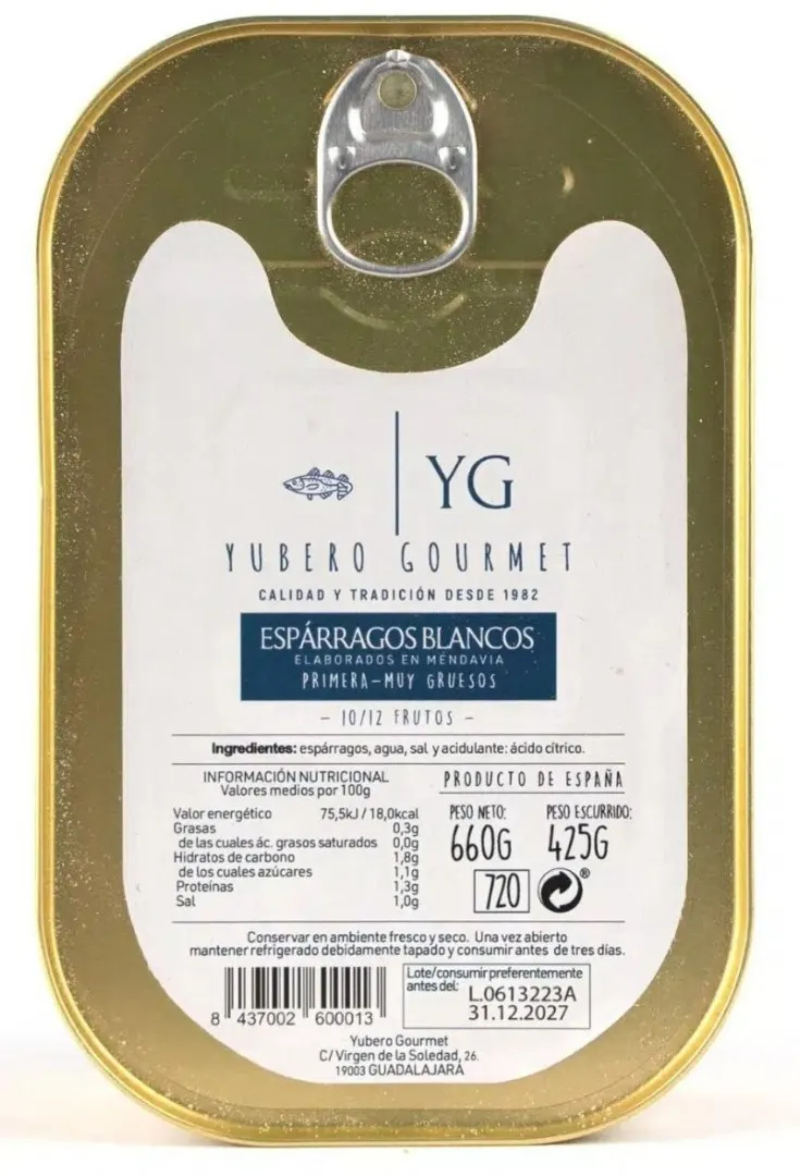 Espárragos blancos 10-12 uds Yubero gourmet 660 g
