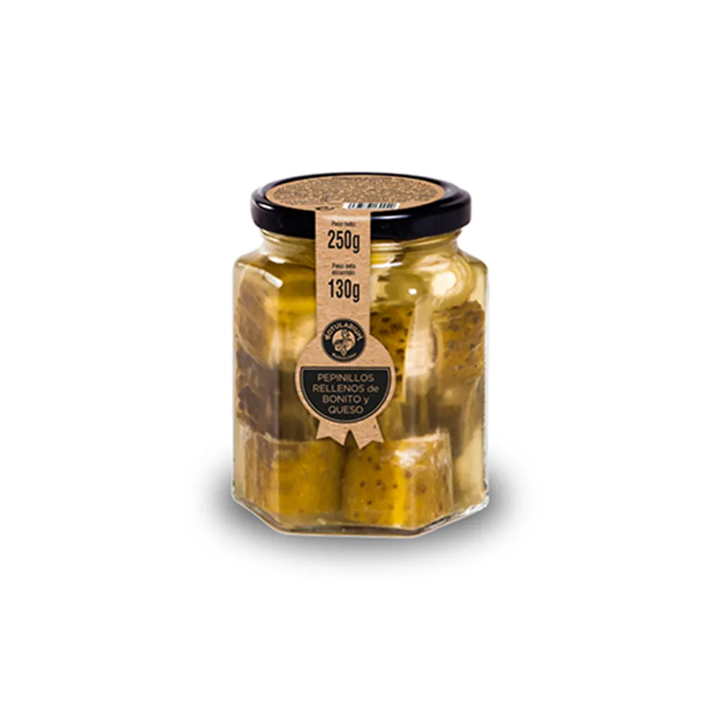 Pepinillos rellenos de bonito y queso Botularium (pack de 2 unidades de 250g)