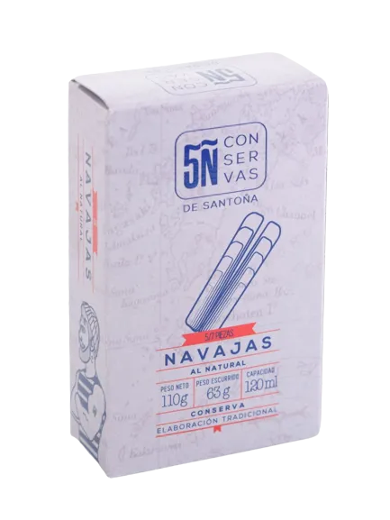Pack de 10 latas de Navajas al natural 120 ML
