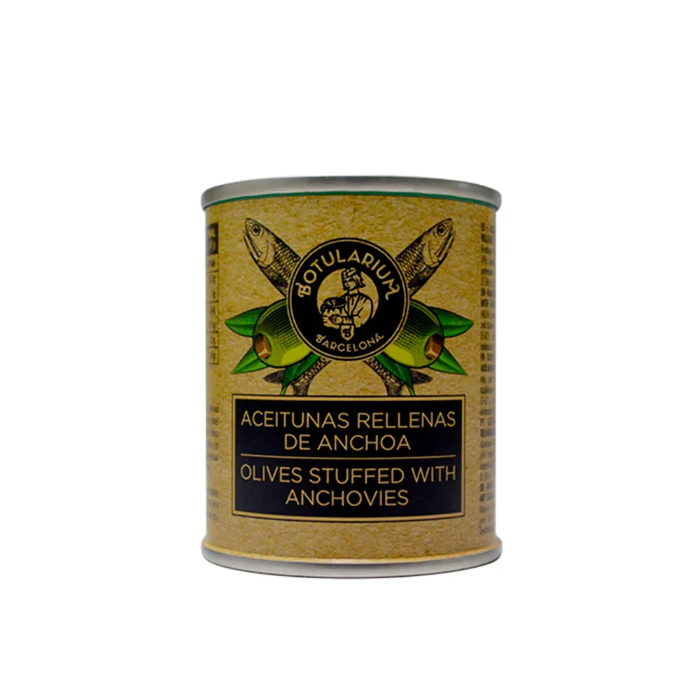 Aceitunas rellenas de anchoa. Pack de 10 latitas minibar