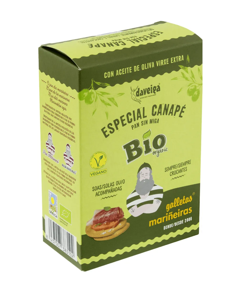 Tostas de pan con aceite de oliva virgen extra Bio - Especial para canapés Pack de 14x100 g