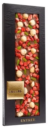 chocoMe - Chocolate con leche 43% trozos de fresa pistacho avellana