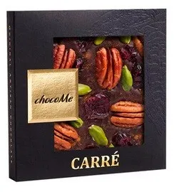 chocoMe - Chocolate Negro V66% con Canela, Nuez Pecana, Arándano Rojo y Pistacho 50 g