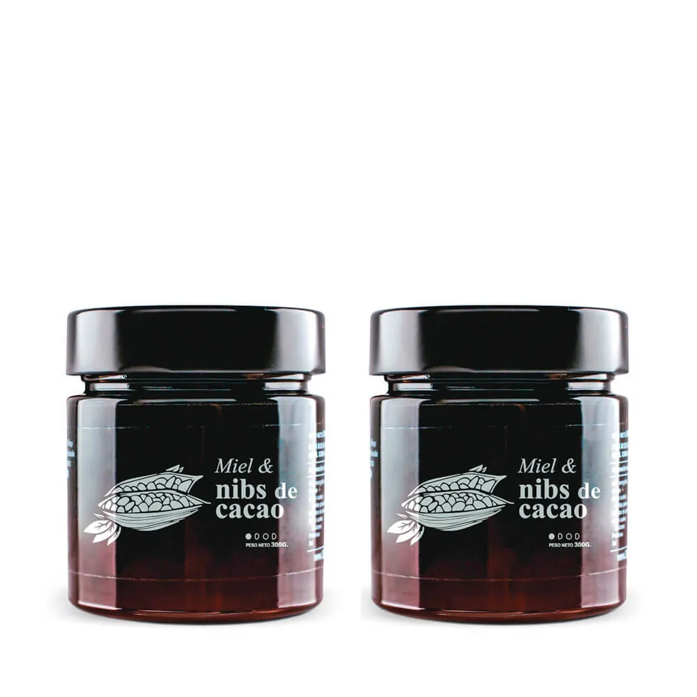 Miel con Nibs de cacao 300 g - Pack 2 tarros
