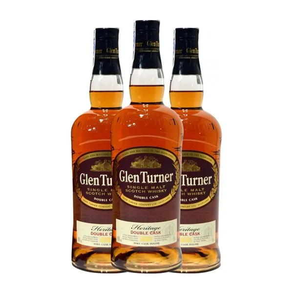 Whisky Single Malt Bardinet Glen Turner Double Cask — Doble Barrica, Héritage — Herencia Legado Tradicional Reserva 70 cl (Caja de 3 unidades)