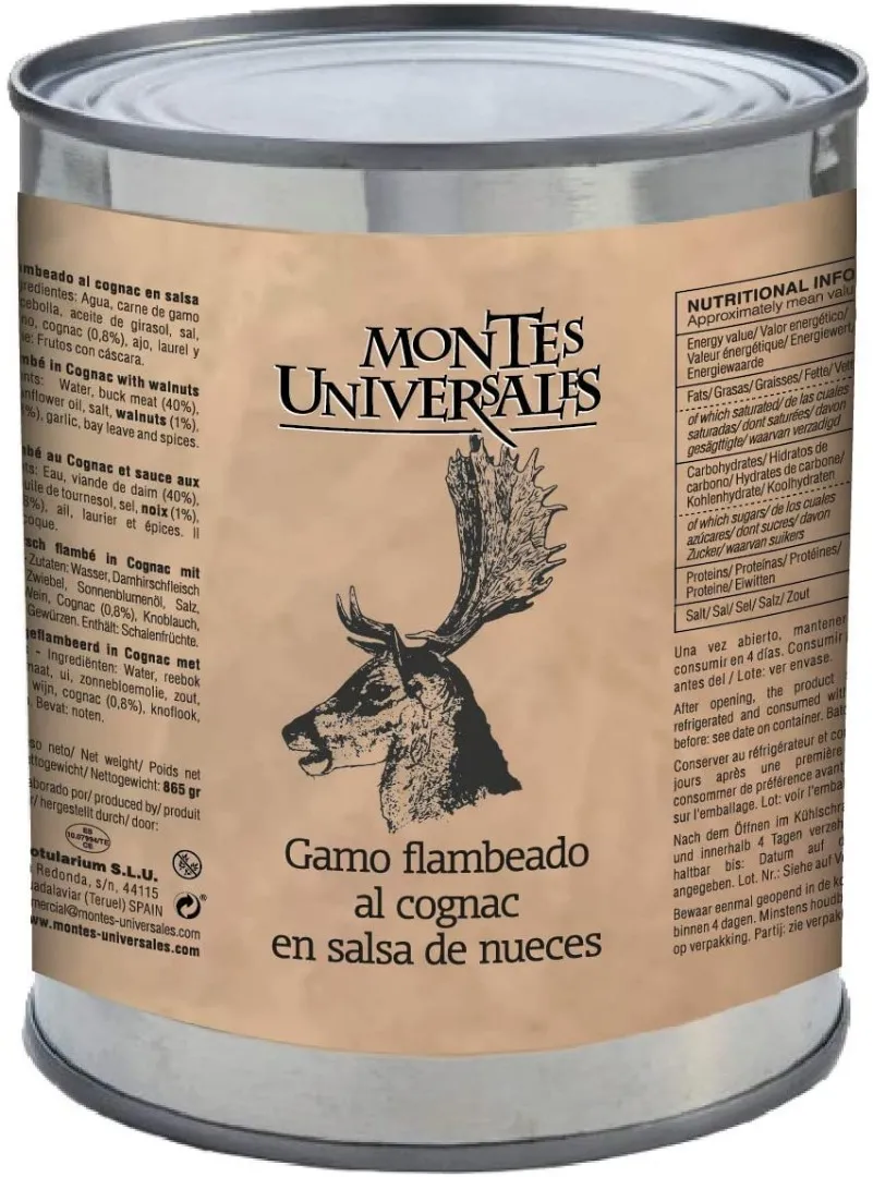 Gamo flambeado al cognac en salsa de nueces Montes Universales (865 g)