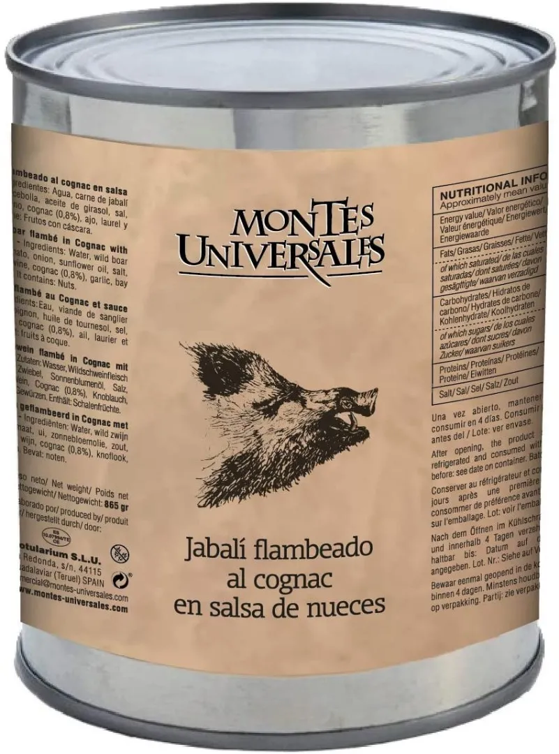 Jabalí flambeado al cognac en salsa de nueces Montes Universales (865 g)