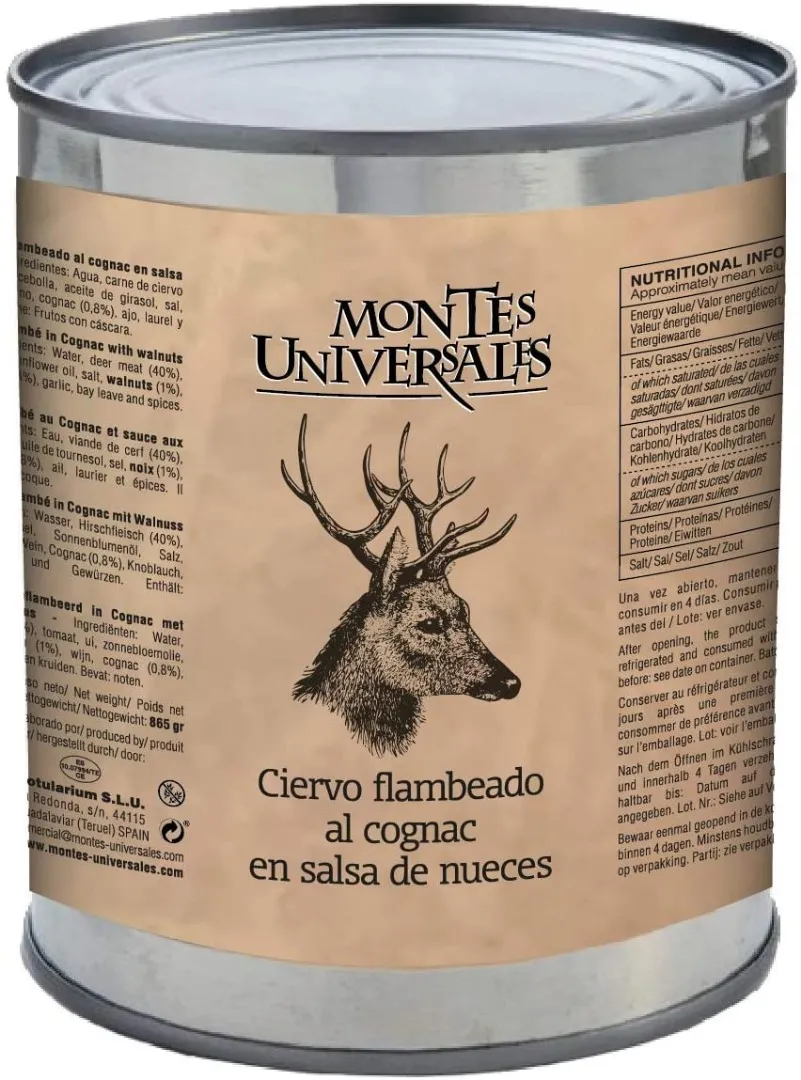Ciervo flambeado al cognac en salsa de nueces (865g)