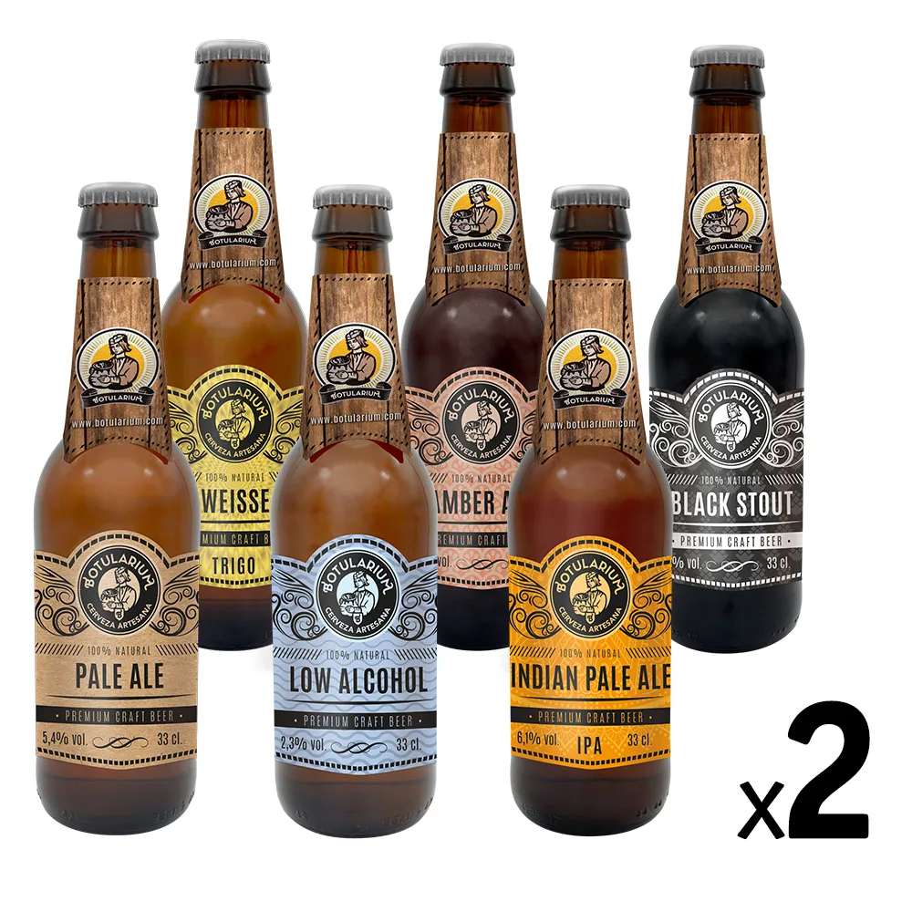 Cerveza Artesana Botularium Variada: 2 unidades de 6 cervezas distintas - 12x0,33cl