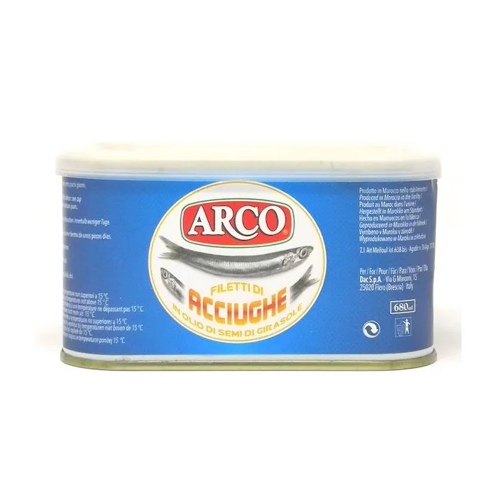 Filetes de anchoa en aceite de girasol en lata Arco 600g