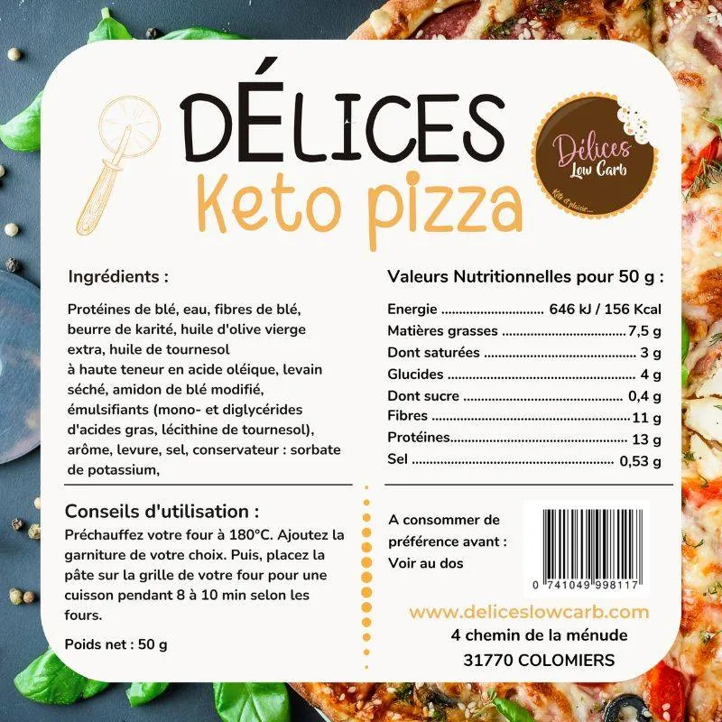 Délices Low Carb, base à pizza keto - 50 g
