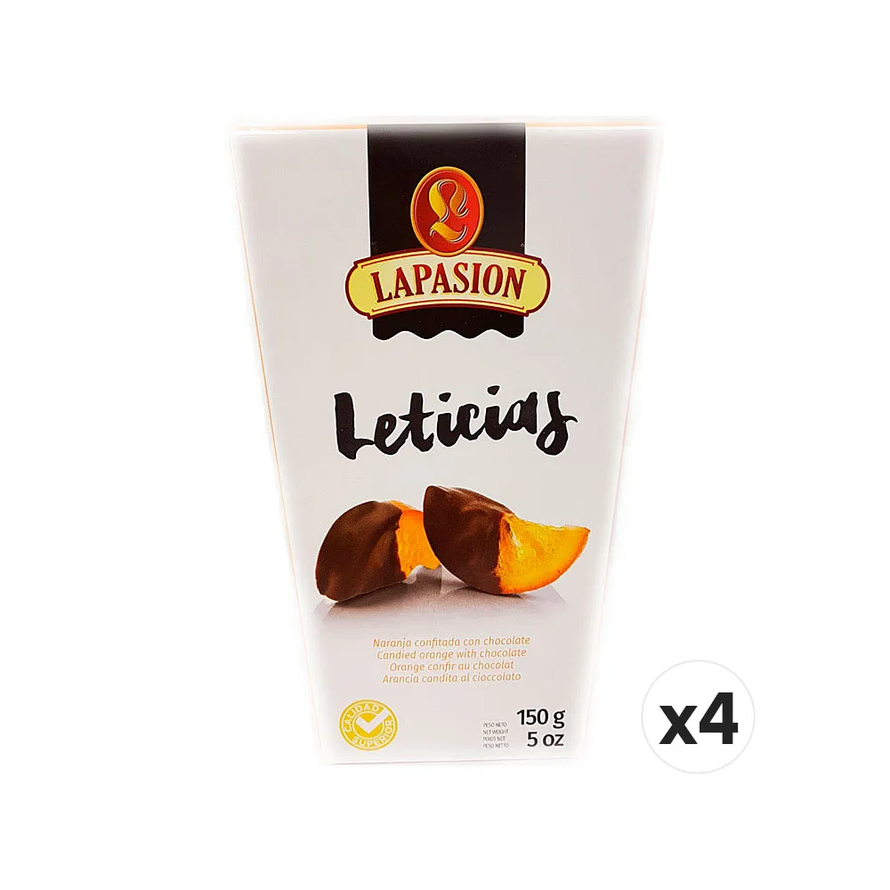 Gajos de naranja confitada con chocolate (Leticias) - 4 x 150 g