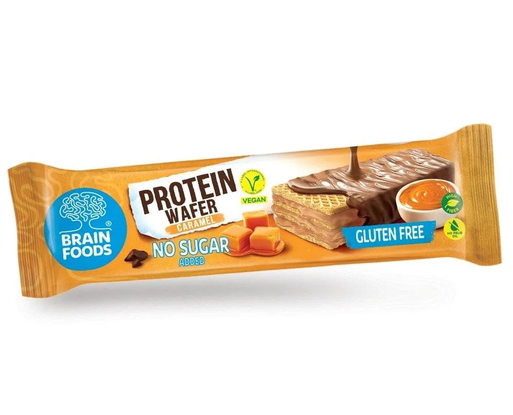 Brain Foods - Gaufrette protéinée au caramel sans sucre & sans gluten 40 g