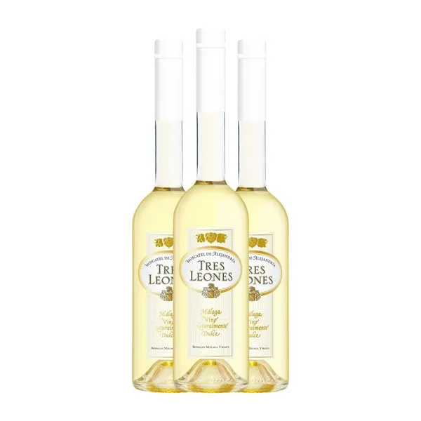 Málaga Virgen Tres Leones Moscato Sierras de Málaga Botella Medium 50 cl Vino Generoso Fortificado (Caja de 3 unidades)