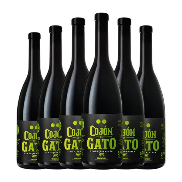 Vinos Divertidos Cojón de Gato Gewürztraminer Somontano 75 cl Vino Blanco (Caja de 6 unidades)
