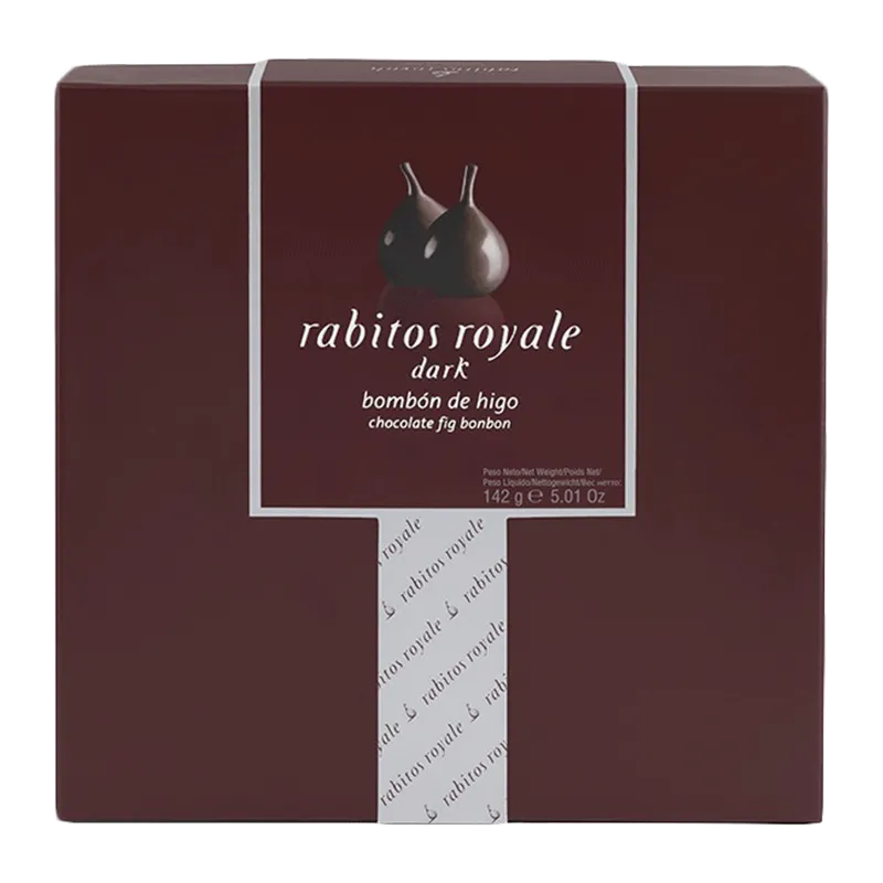Caja bombón higo relleno de trufa chocolate al brandy y recubierto chocolate negro 142g