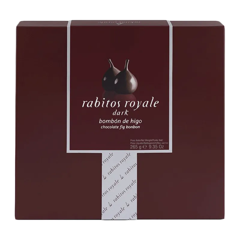 Caja bombón higo relleno de trufa chocolate al brandy y recubierto chocolate negro 265g