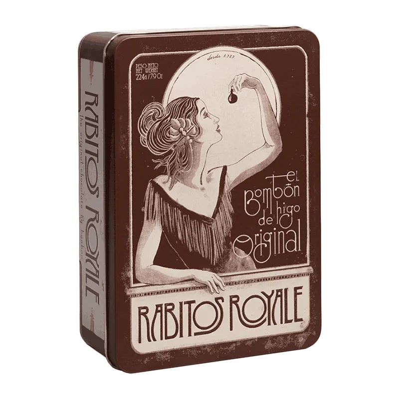 Lata bombón higo relleno de trufa chocolate al brandy y recubierto chocolate negro 'Vintage' 224g