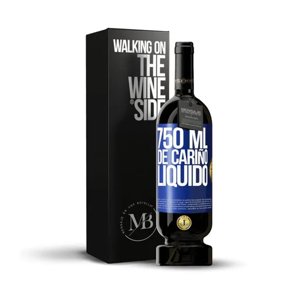 «750 ml. de cariño líquido» Mensaje en una Botella. Vino Tinto Premium Reserva MBS Martín Berasategui System. Etiqueta Azul