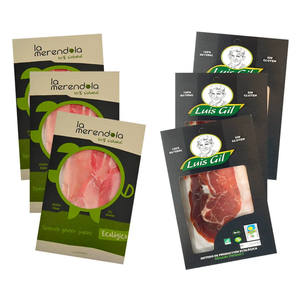Pack 3 loncheados de Jamón Curado + 3 loncheados Jamón Cocido