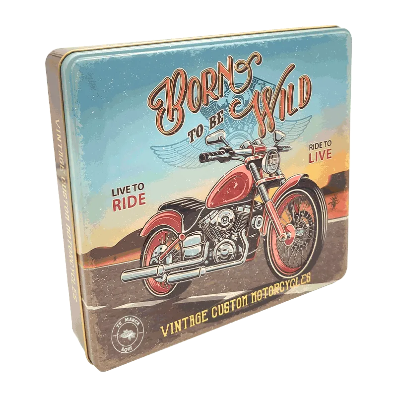 Lata personalizada de bombones praliné leche 'Born to be wild' 300g