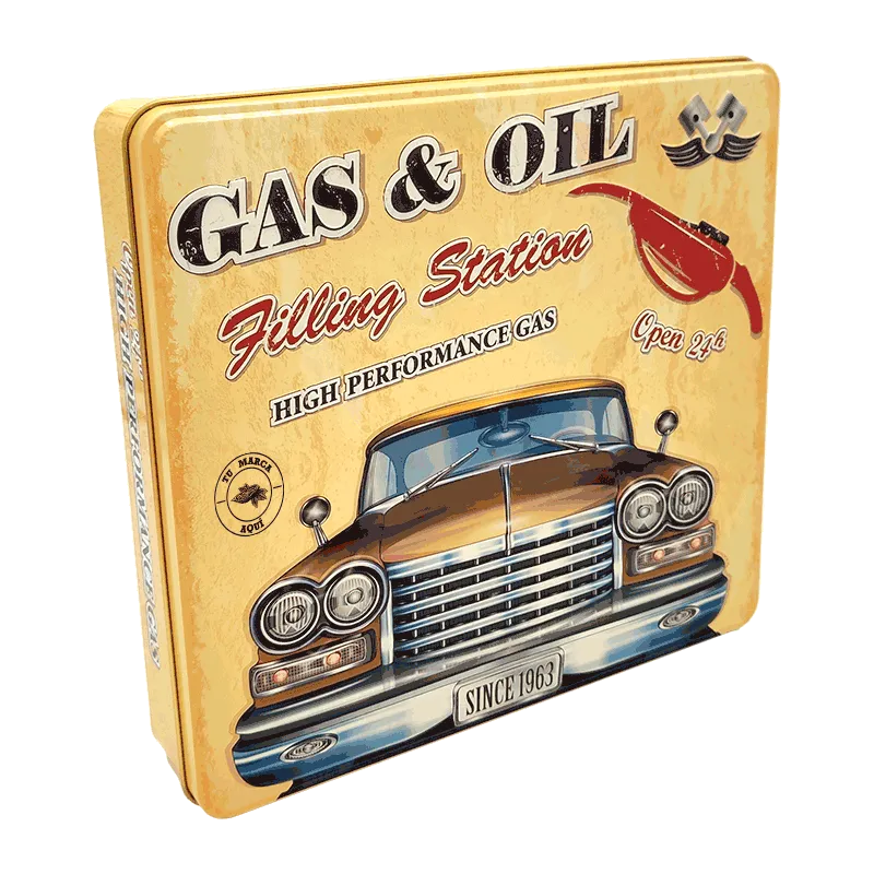 Lata personalizada de bombones praliné leche 'Gas & Oil' 300g