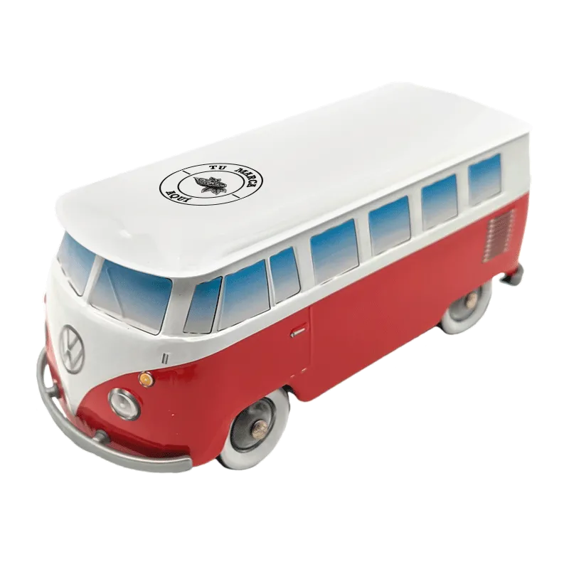 Lata personalizada de bombones praliné leche 'Furgoneta Volkswagen roja' 150g