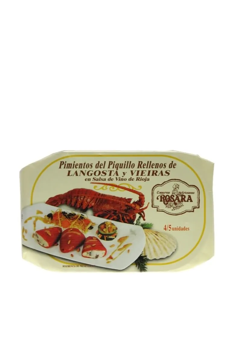 Pimiento relleno de langosta y vieiras