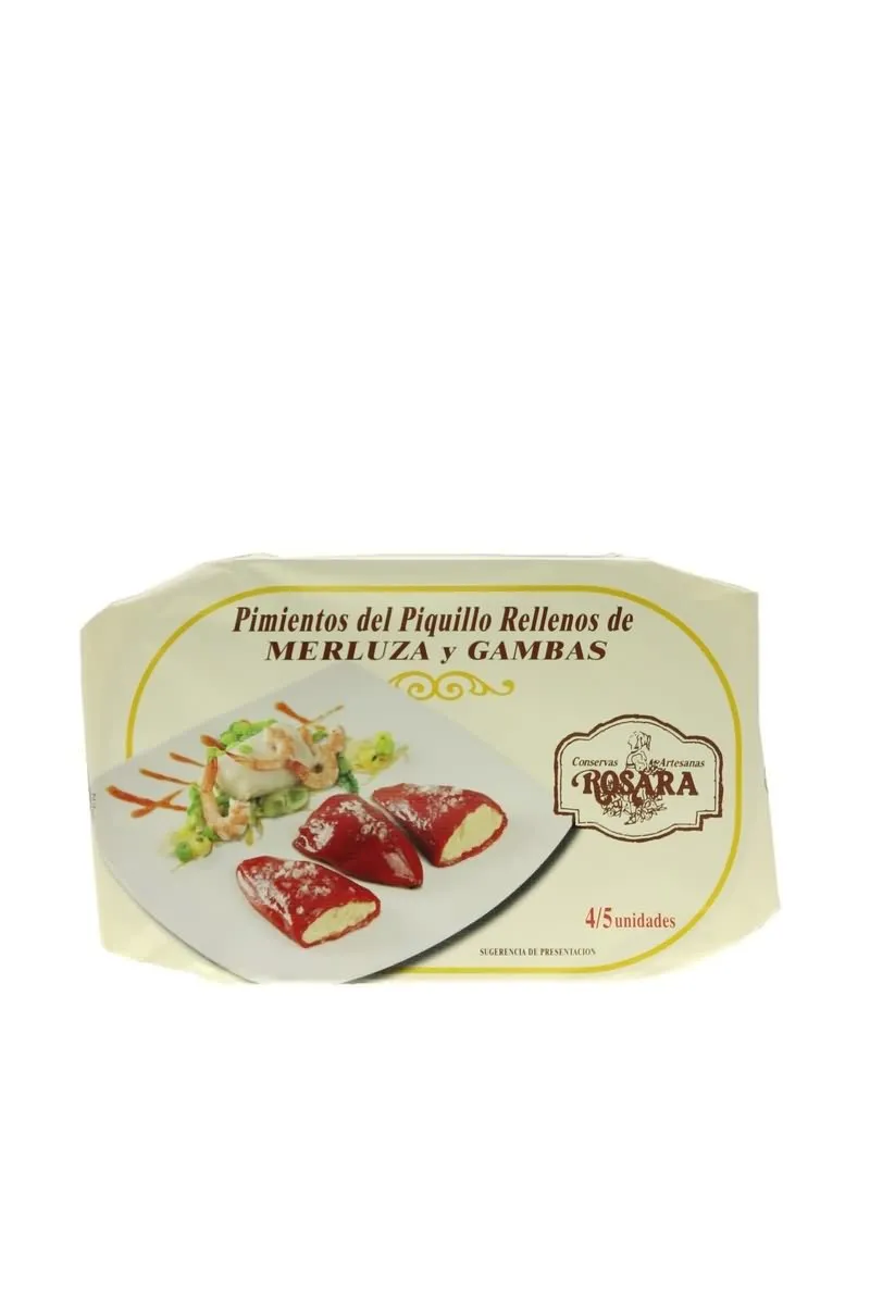 Pimiento relleno de merluza y gambas