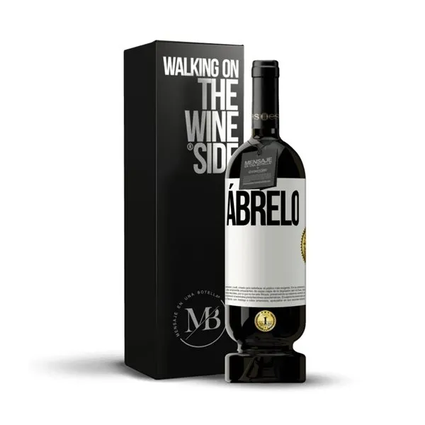 «Ábrelo» Mensaje en una Botella. Vino Tinto Premium Reserva MBS Martín Berasategui System. Etiqueta Blanca