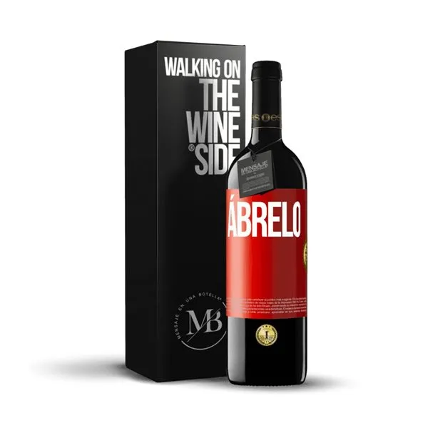 «Ábrelo» Mensaje en una Botella. Vino Tinto Premium Reserva MBE. Etiqueta Roja