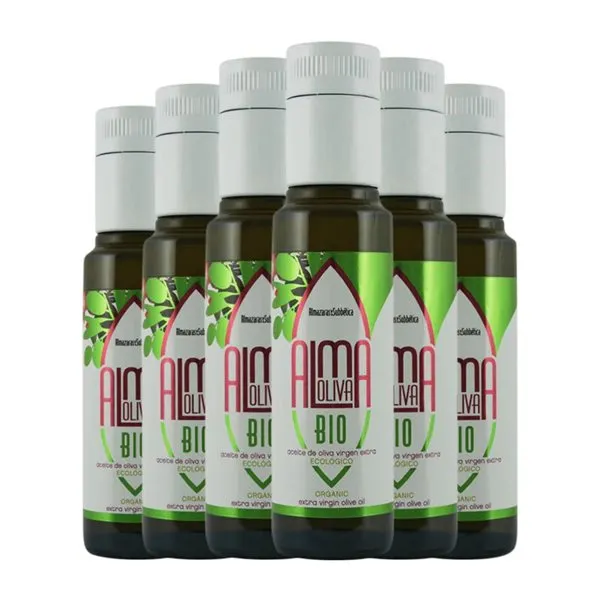 Aceite de Oliva Almazaras de la Subbética Almaoliva Hojiblanca Priego de Córdoba AOVE Virgen Extra Bio — Biológico Botellín Miniatura 10 cl Vidrio (Caja de 6 unidades)