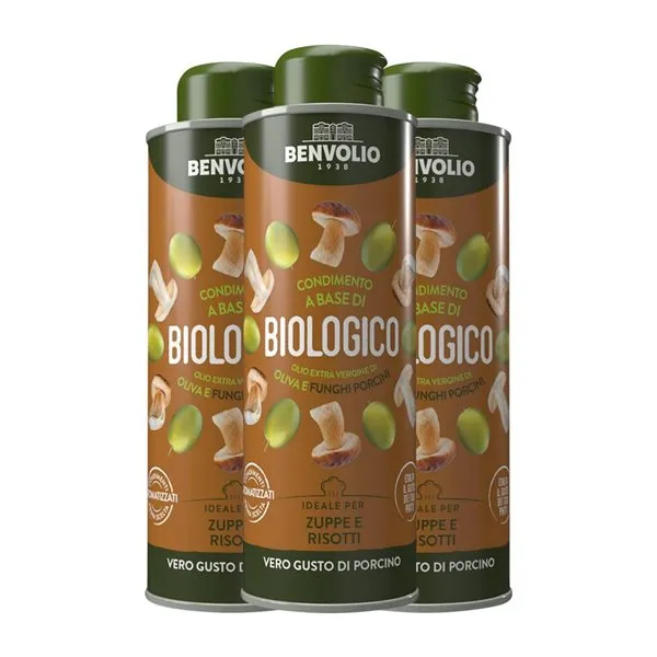 Aceite de Oliva Benvolio 1938 AOVE Virgen Extra Botellín 25 cl Boletus, Funghi — Champiñones (Caja de 3 unidades)