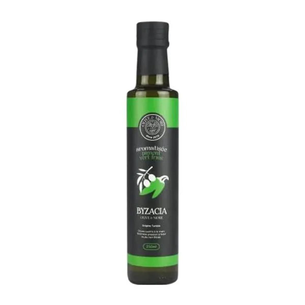 Aceite de Oliva Byzacia Vert — Verde Organic — Ecológico Botellín 25 cl Pimiento