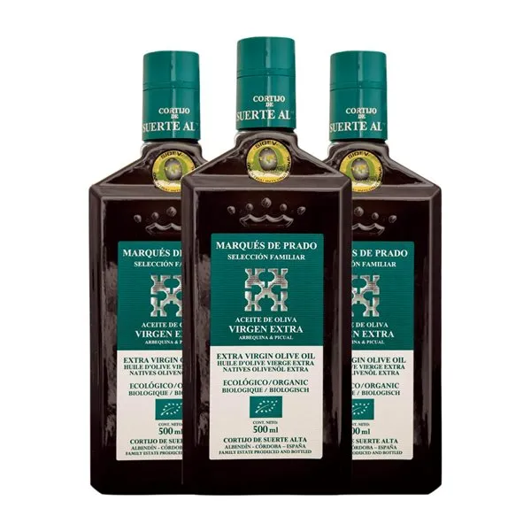 Aceite de Oliva Cortijo de Suerte Alta Marqués de Prado Selección Familiar, AOVE Virgen Extra Eco — Ecológico Botella Medium 50 cl (Caja de 3 unidades)