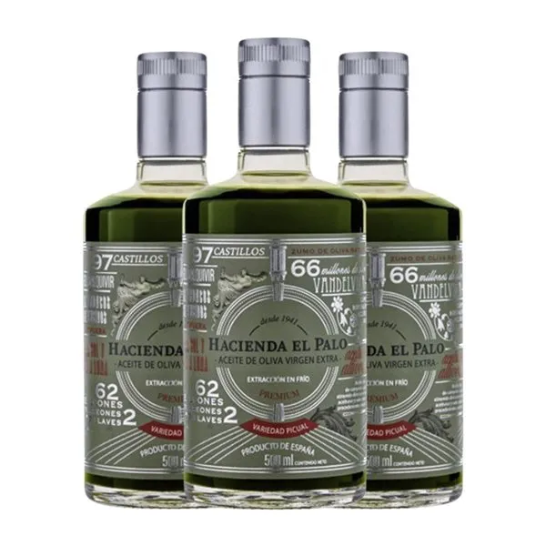 Aceite de Oliva Hacienda el Palo Picual Premium, AOVE Virgen Extra Botella Medium 50 cl (Caja de 3 unidades)
