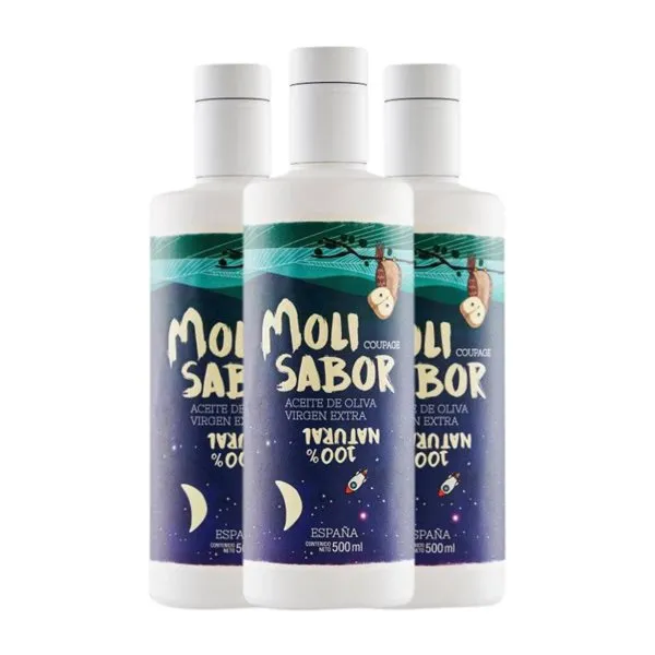 Aceite de Oliva Oleícola Jaén Molisabor AOVE Virgen Extra Botella Medium 50 cl (Caja de 3 unidades)