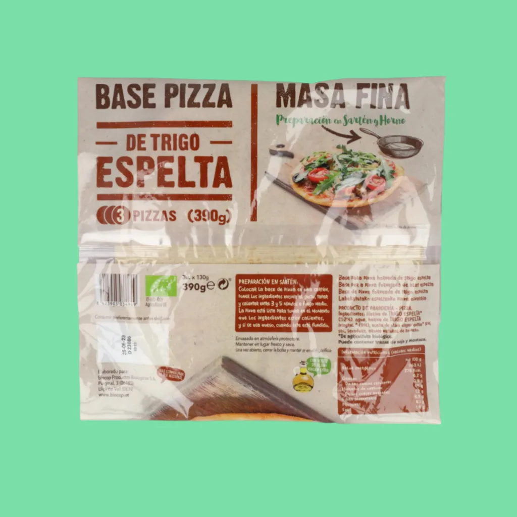 BASE PIZZA DE TRIGO ESPELTA MASA FINA ECO